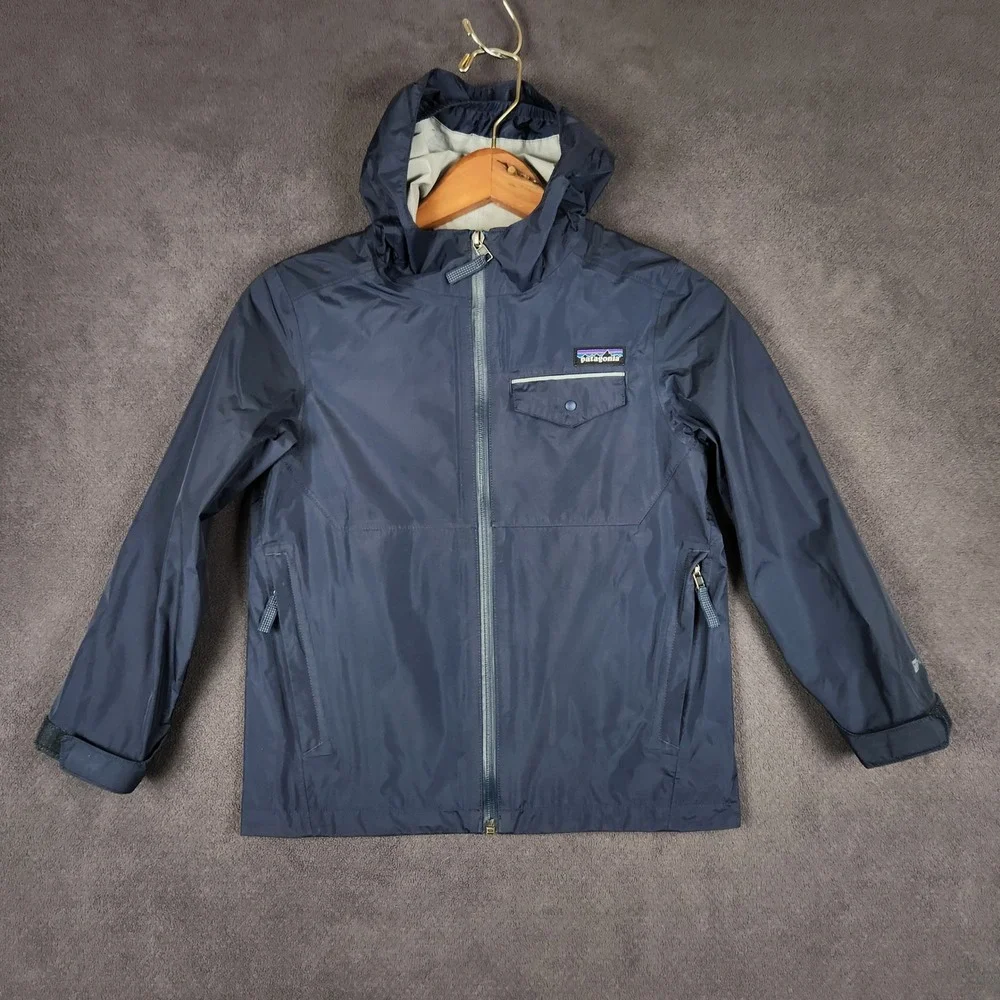 Patagonia Torrentshell Rain Jacket Kids XS 5-6 Navy Blue Waterproof Hooded 64321
